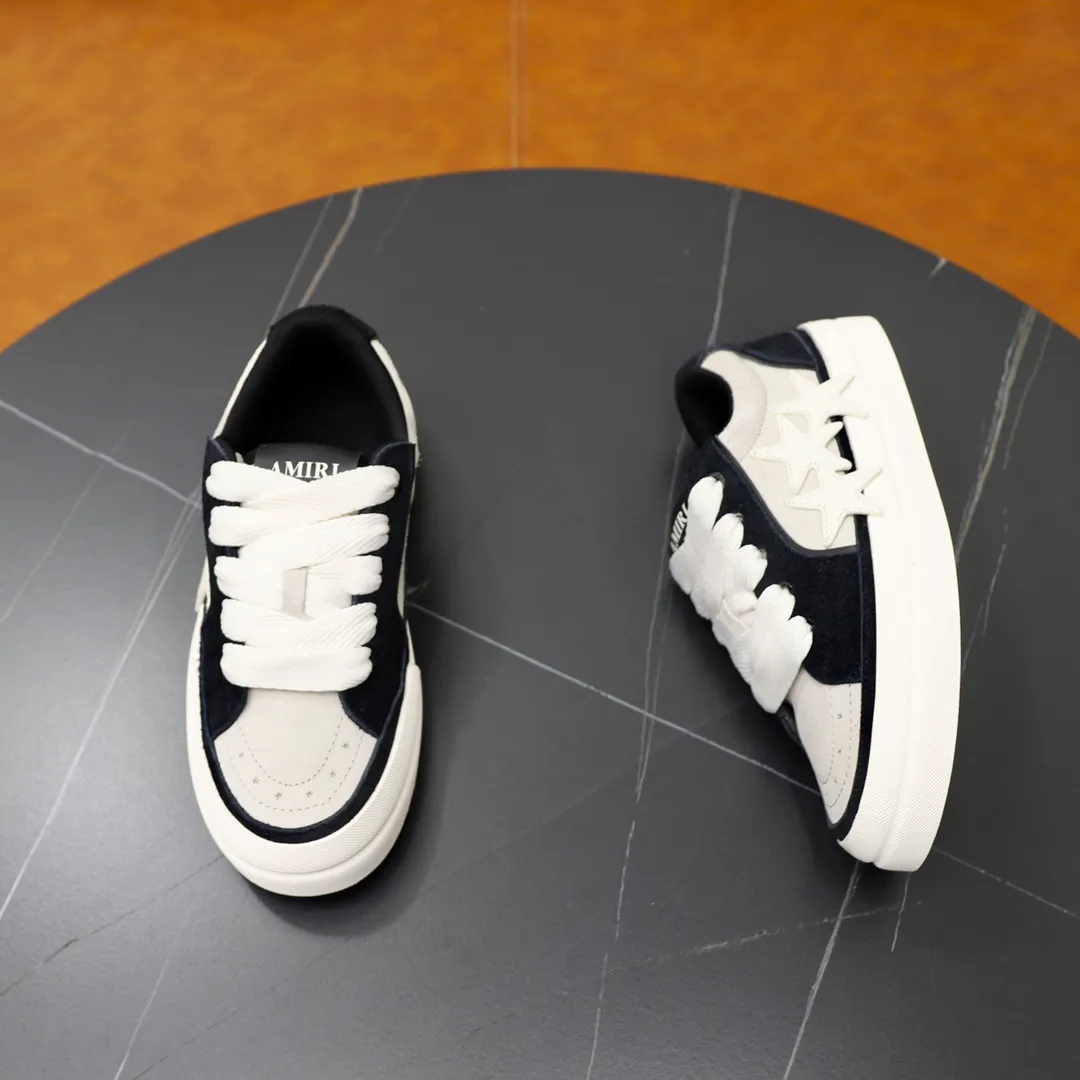 Men's men's shoes 💰540💰🔥🔥🔥 Couple style Amiri2024 new sports and casual shoes, casual, fashionable and versatile flat-soled moral training shoes. Classic color combination + perfect shoe shape, Amiri’s classic Logo star makes you and I fall in love. Imported cow suede leather makes the shoes more high-end. Recommended by major celebrities, bloggers and internet celebrities.   Color: black, off-white, blue, pink, red. Size: Women’s 35-40 (41 is custom-made and non-returnable) Men’s 38-44 (45 and 46 are custom-made and non-refundable)